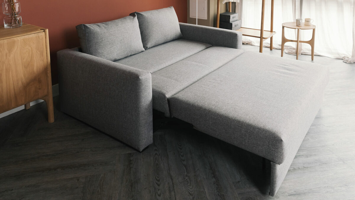 compact sofa bed expanded