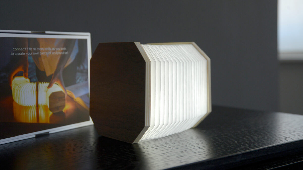 concertina style LED lamp set to cool white