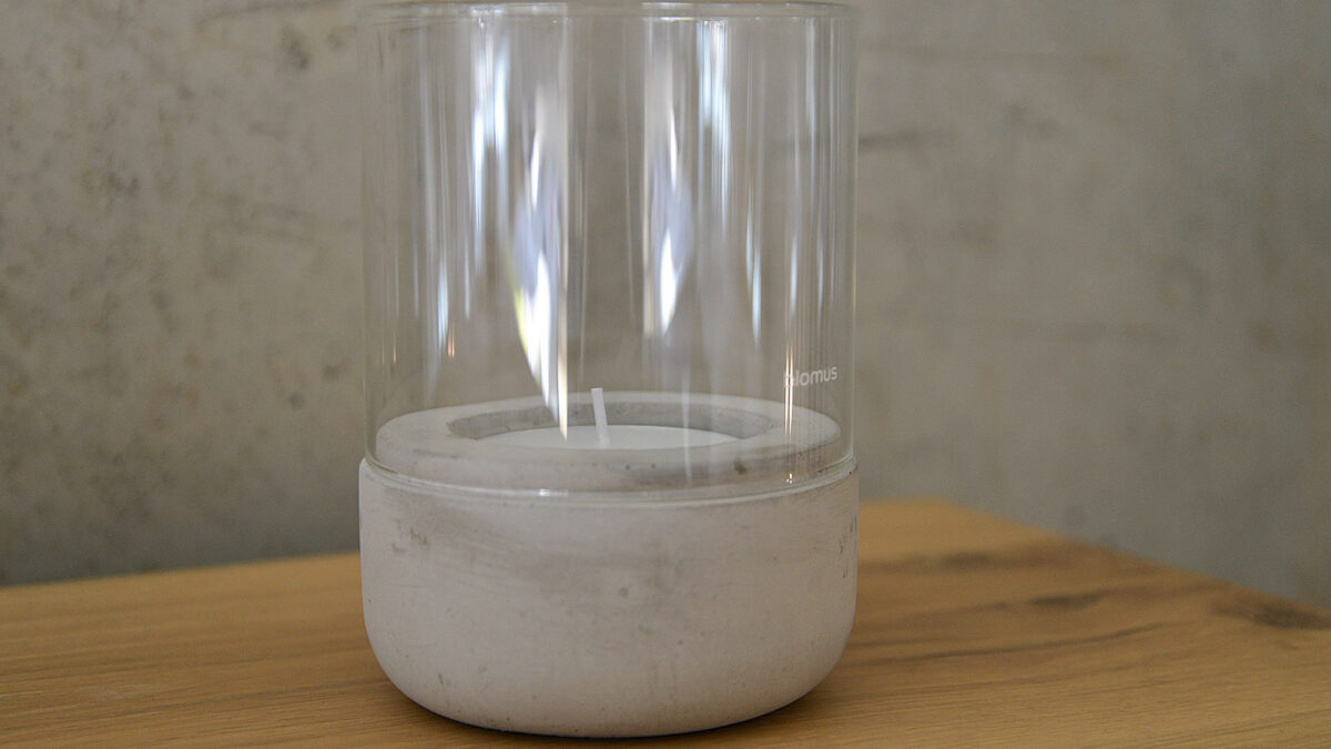 concrete and glass large T-light or candle holder