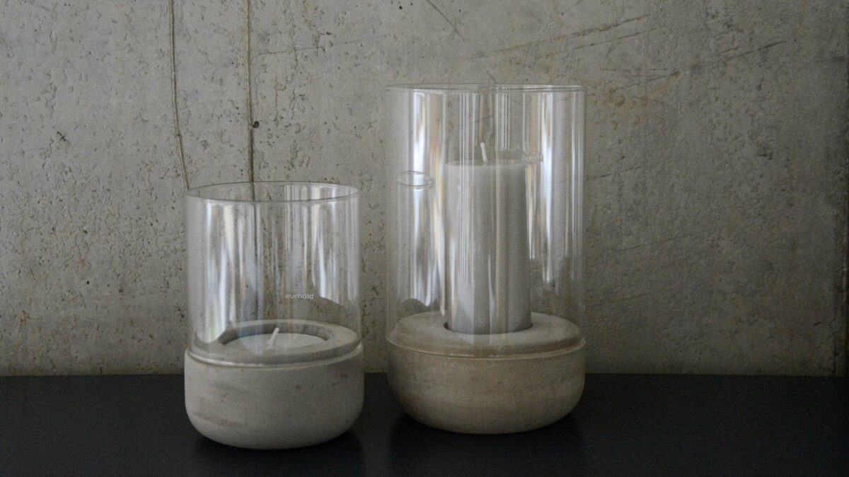 minimalist candle holders with concrete bases