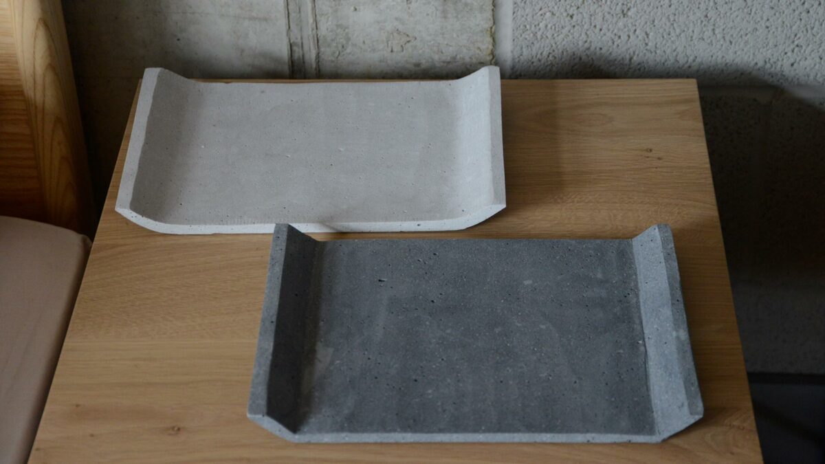 concrte trays in light and dark
