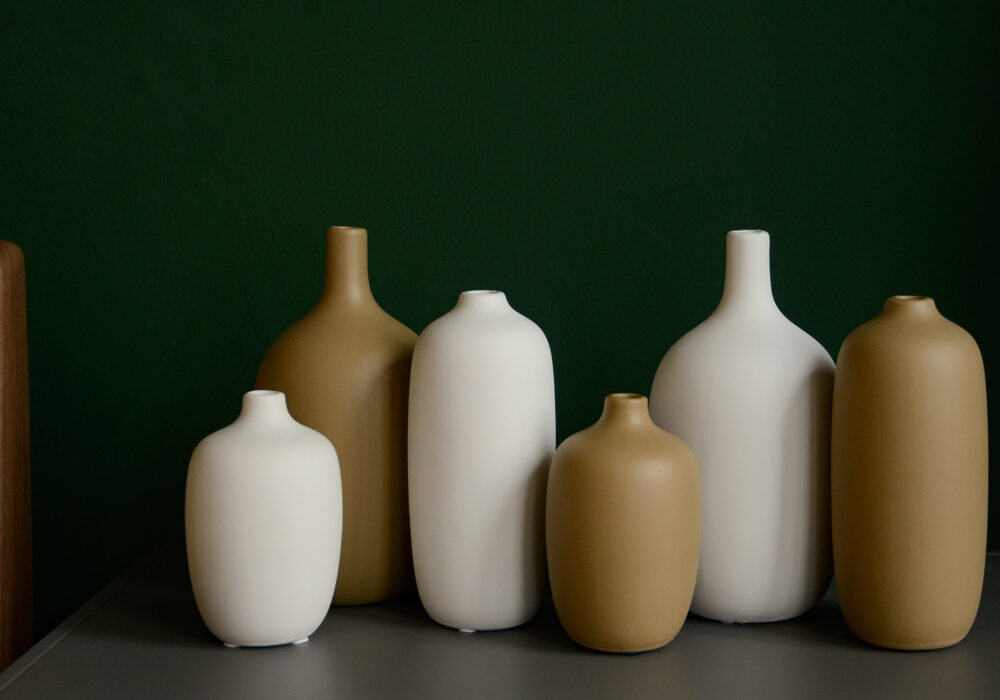 Modern Vases White, Grey or Caramel Natural Bed Company