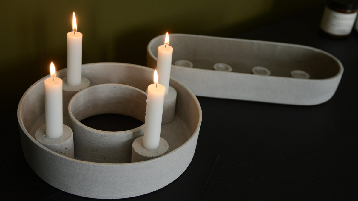 contemporary concrete candle holders with candles