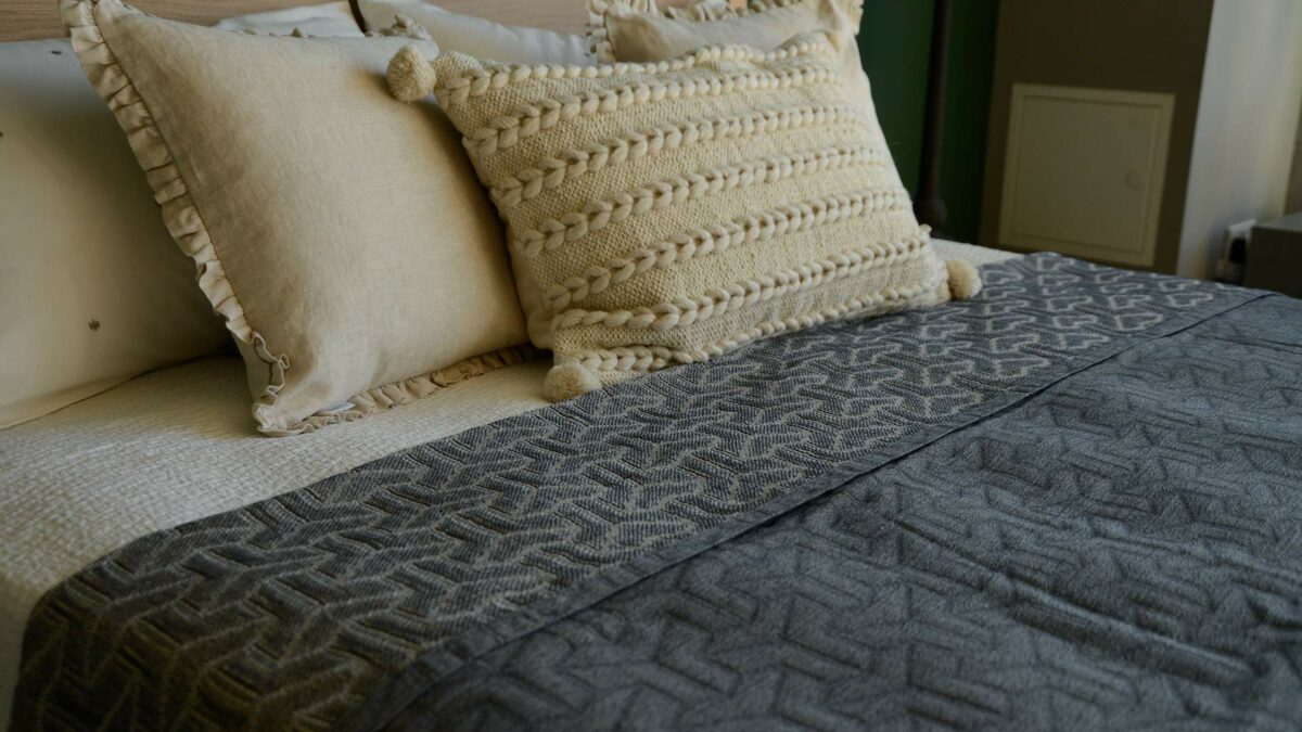 Cotton rich textured bedspread made with 25% recycled cotton