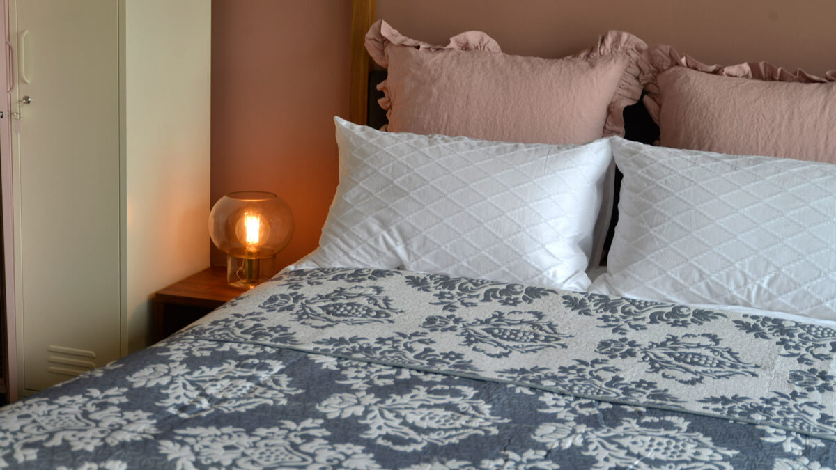 cool grey blue classic jacquard bedspread