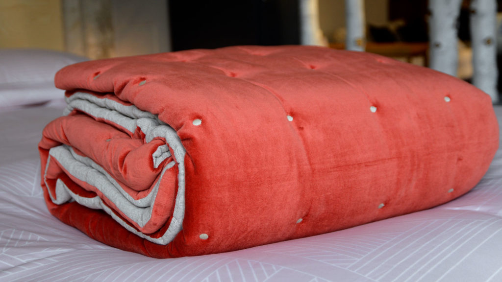 coral reversible quilt