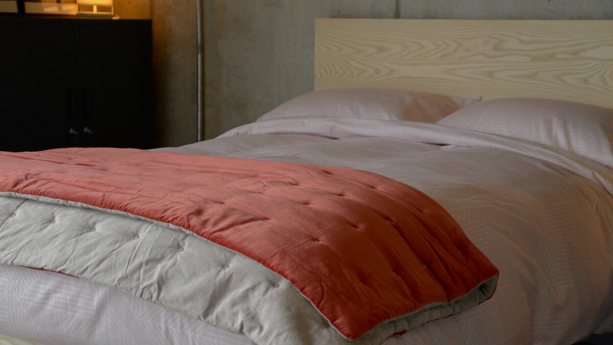 coral velvet quilt