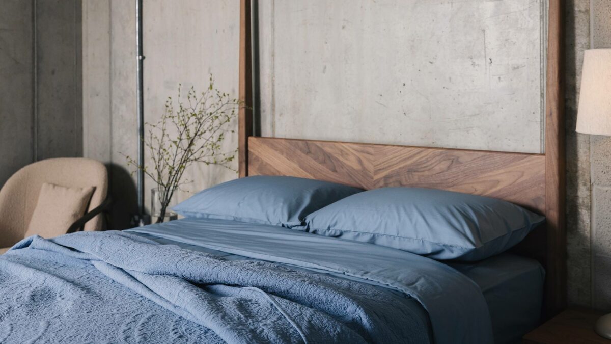 cornflower blue embroidered bedspread