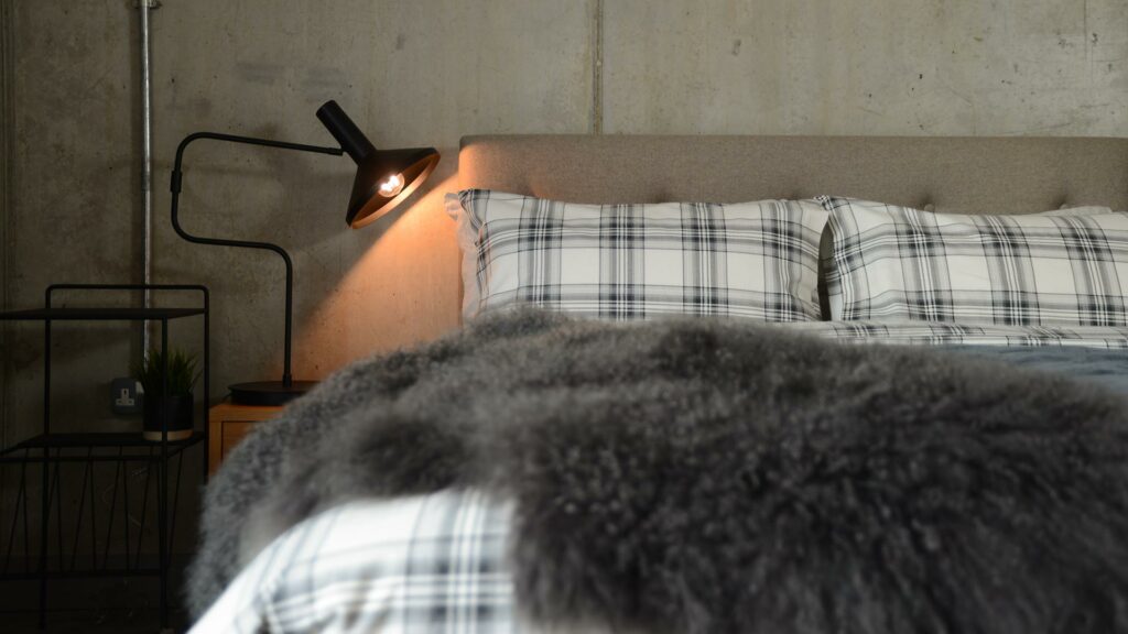 Soft brushed cotton cosy duvet set in grey check.