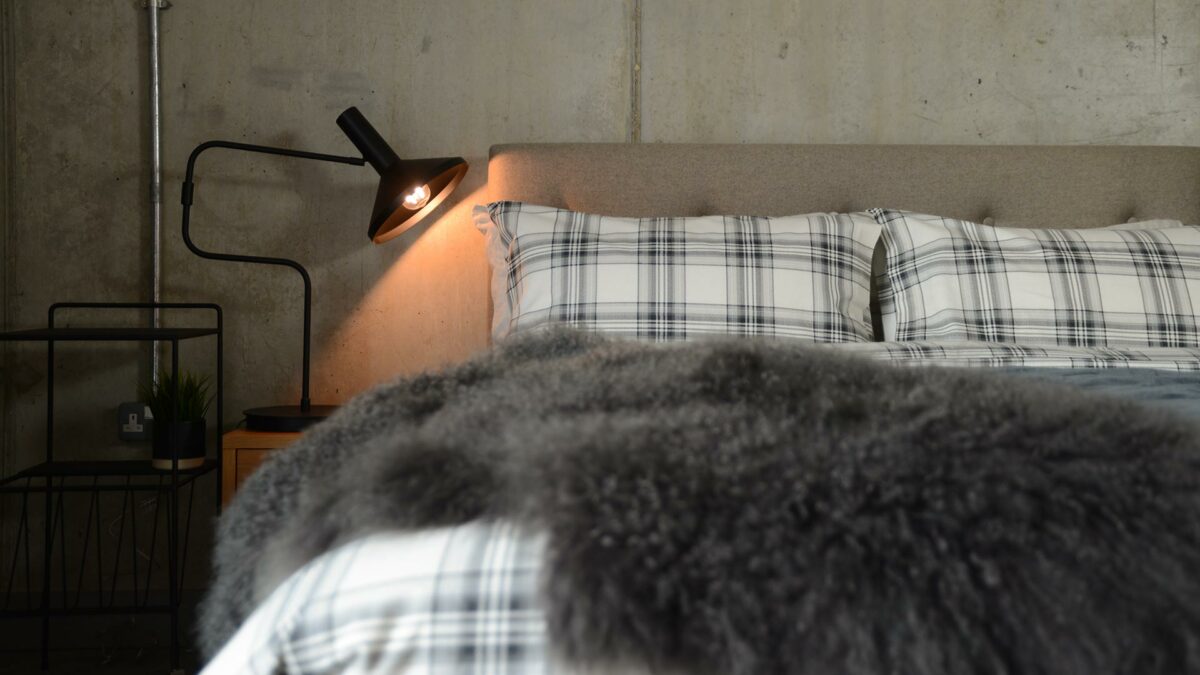 Soft brushed cotton cosy duvet set in grey check.