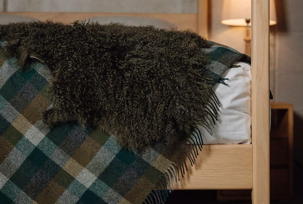 cosy green bedding portrait