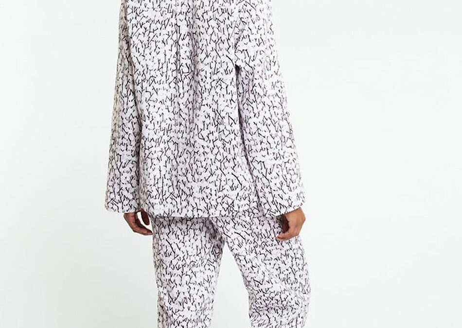 cotton PJs winter catkins print portrait back