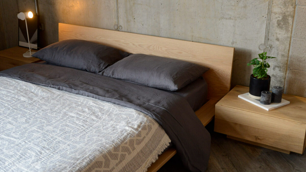 cotton and linen blend geometric graphic throw on oak oregon