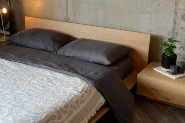 cotton and linen blend geometric graphic throw on oak oregon
