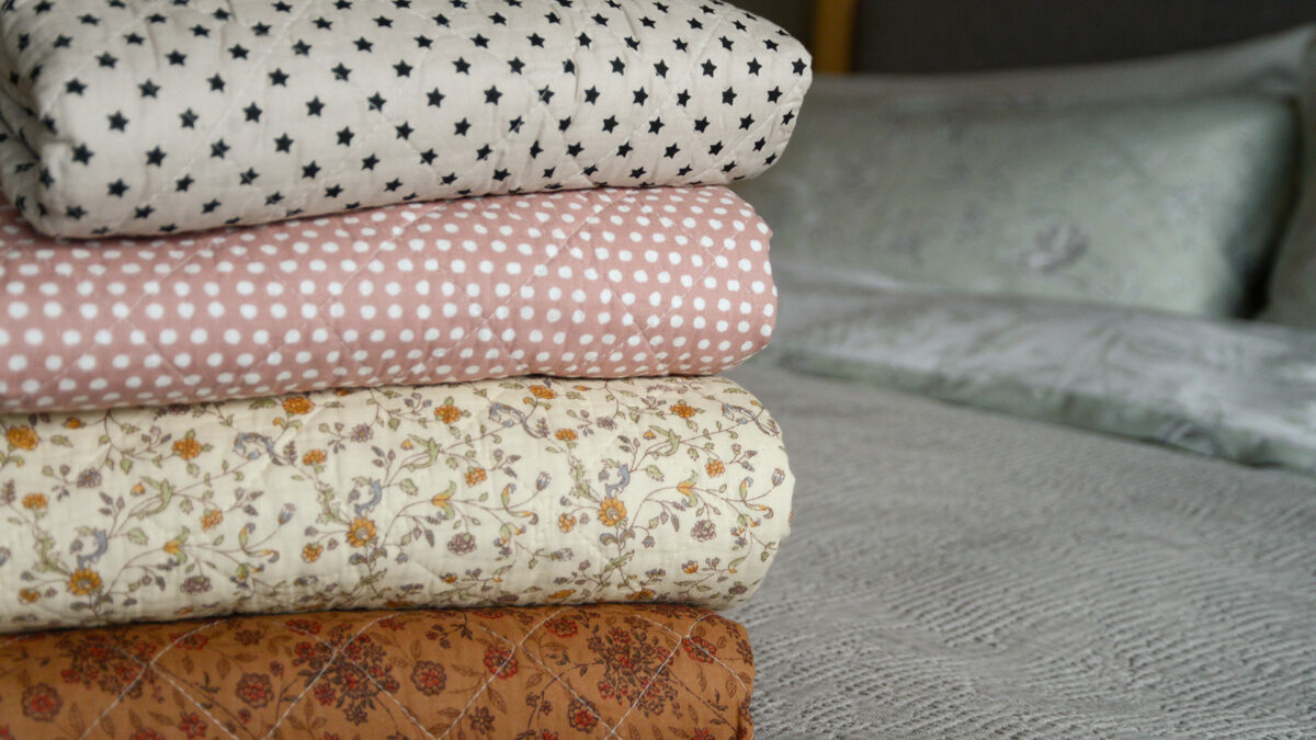 quilted cotton throws in various boho prints