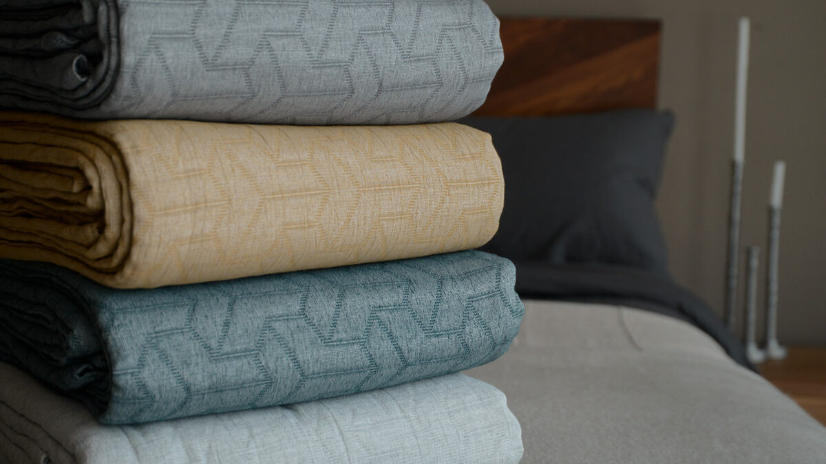 textured pattern bedspreads in a choice of 4 colours and made from recycled cotton