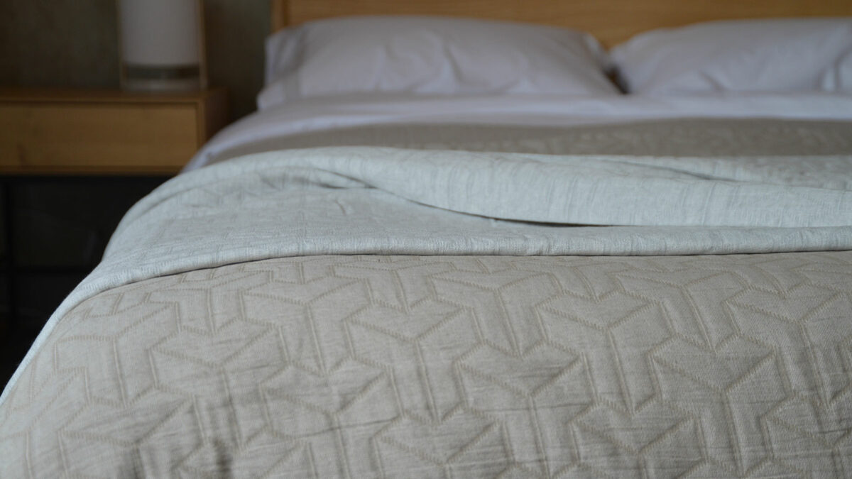cotton rich bedspreads in taupe or pale grey