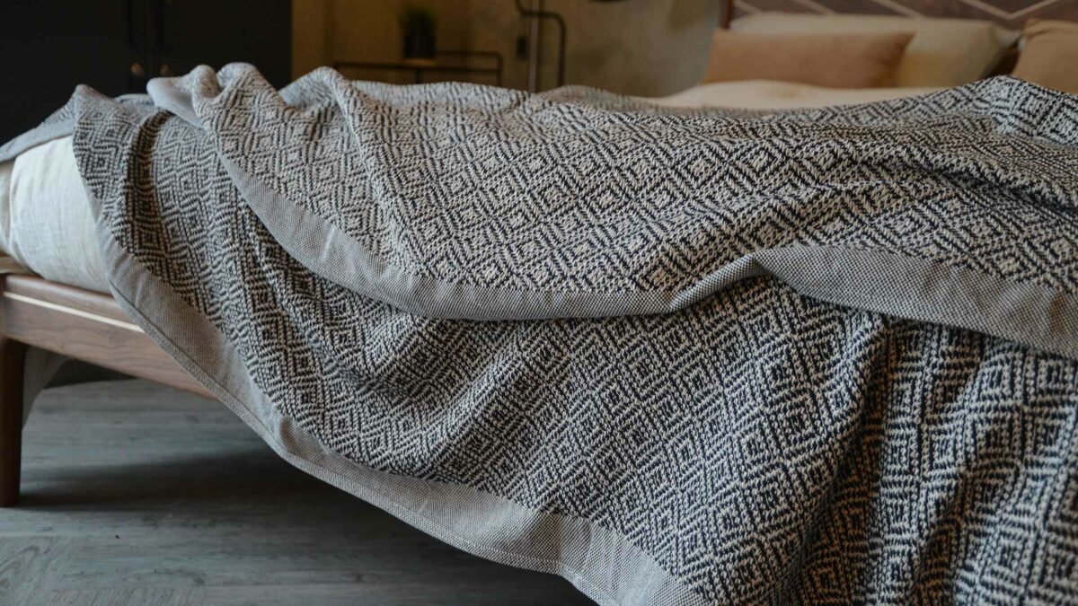 cotton rich reversible bedspread in black and white