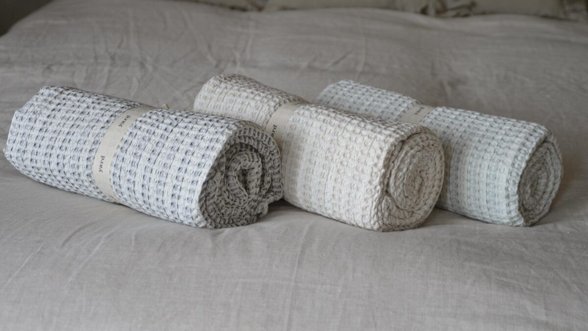 Pale Cotton Waffle Bedspreads - Image 2