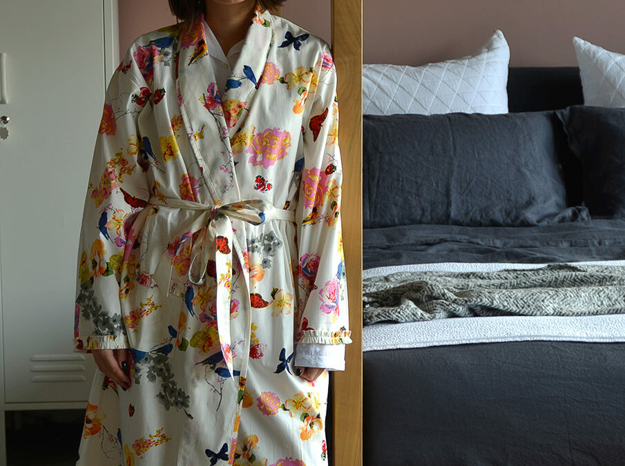 floral patterened light cotton women's robe