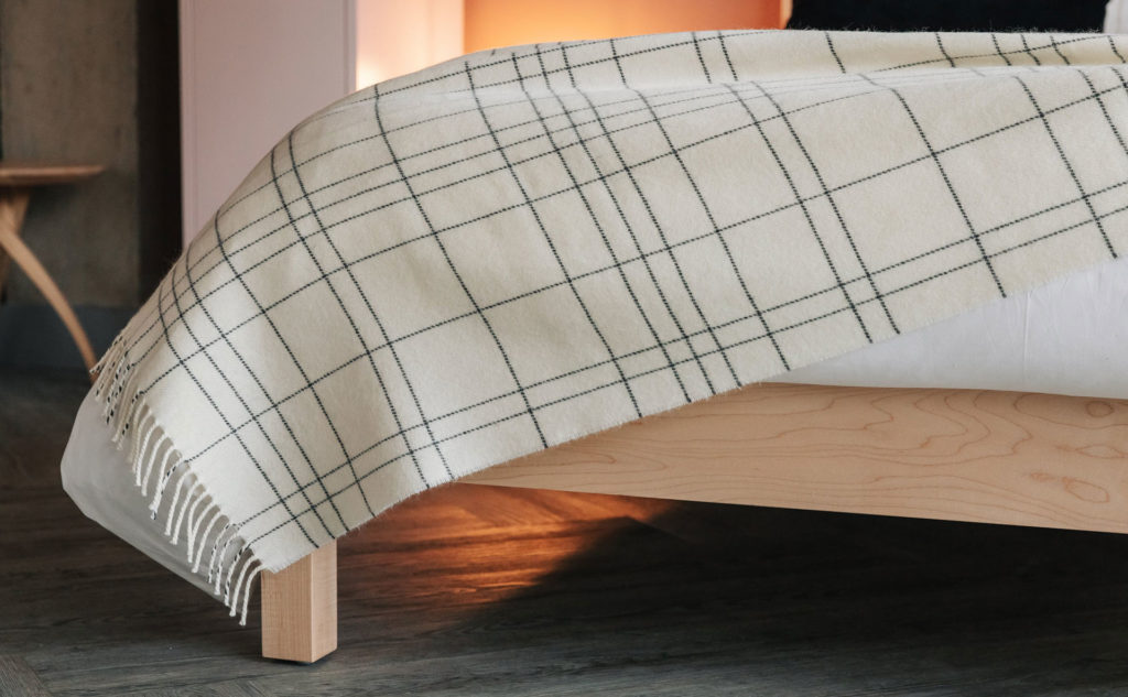 modern check throw in ivory and slate