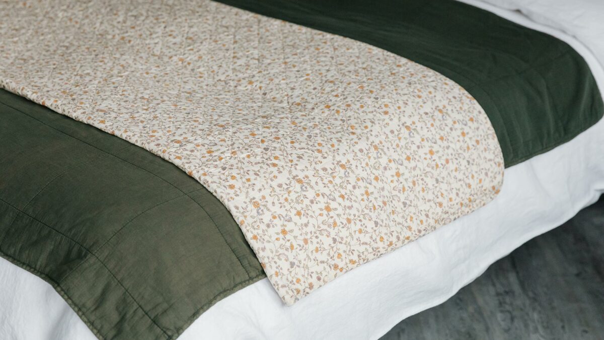 floral print quilted cotton throw