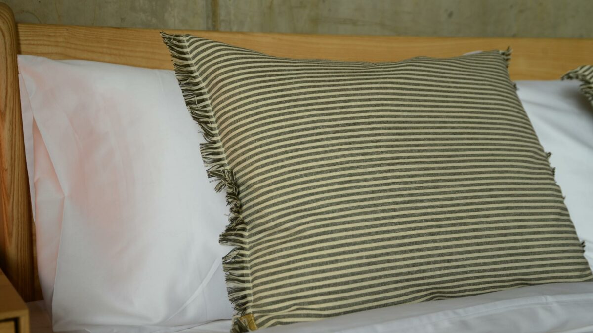cream and muted green cushion