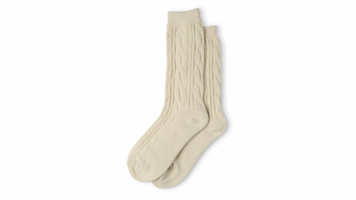 cream cable knit socks