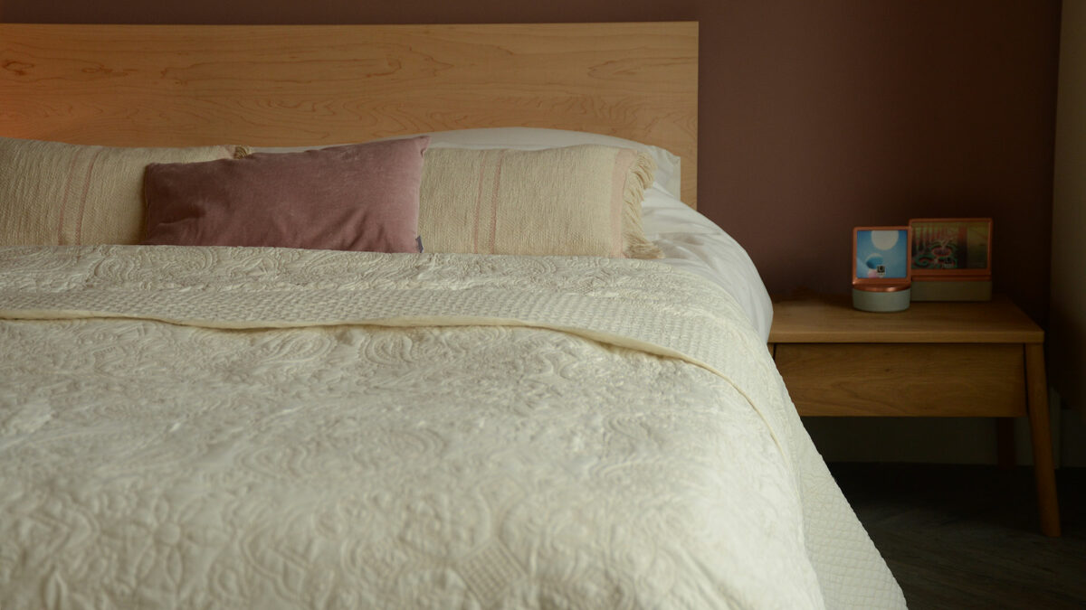 cream embroidered bedspread