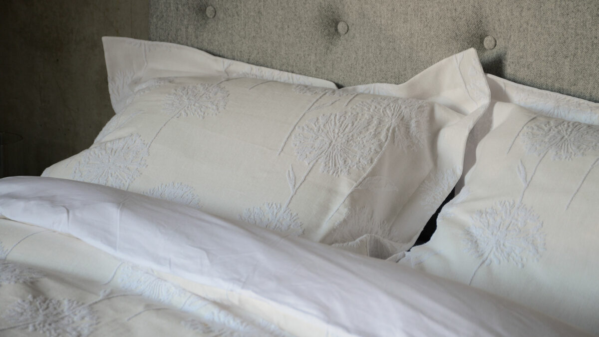 cream white allium pattern duvet set