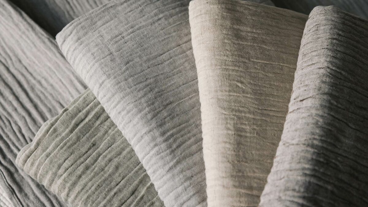 crinkle texture organic cotton linen throws