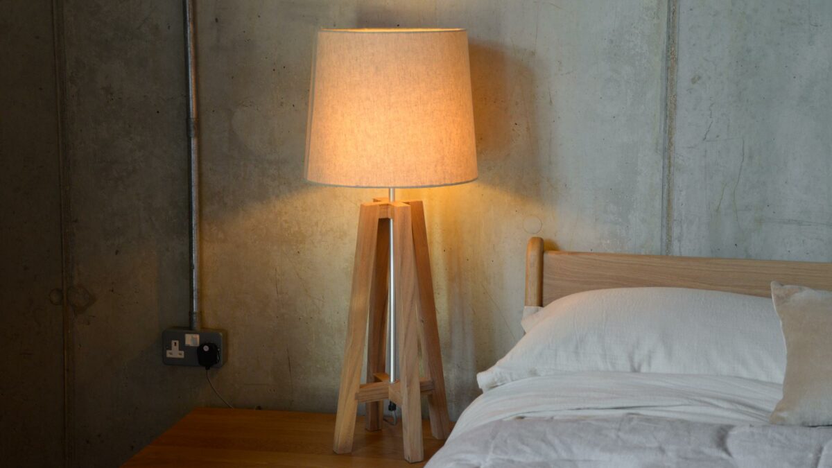 cross base lamp in natural with large shade