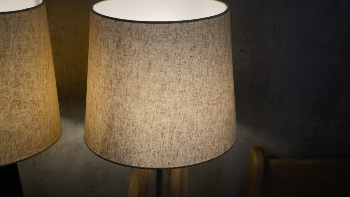 cross lamp base ecru shade detail