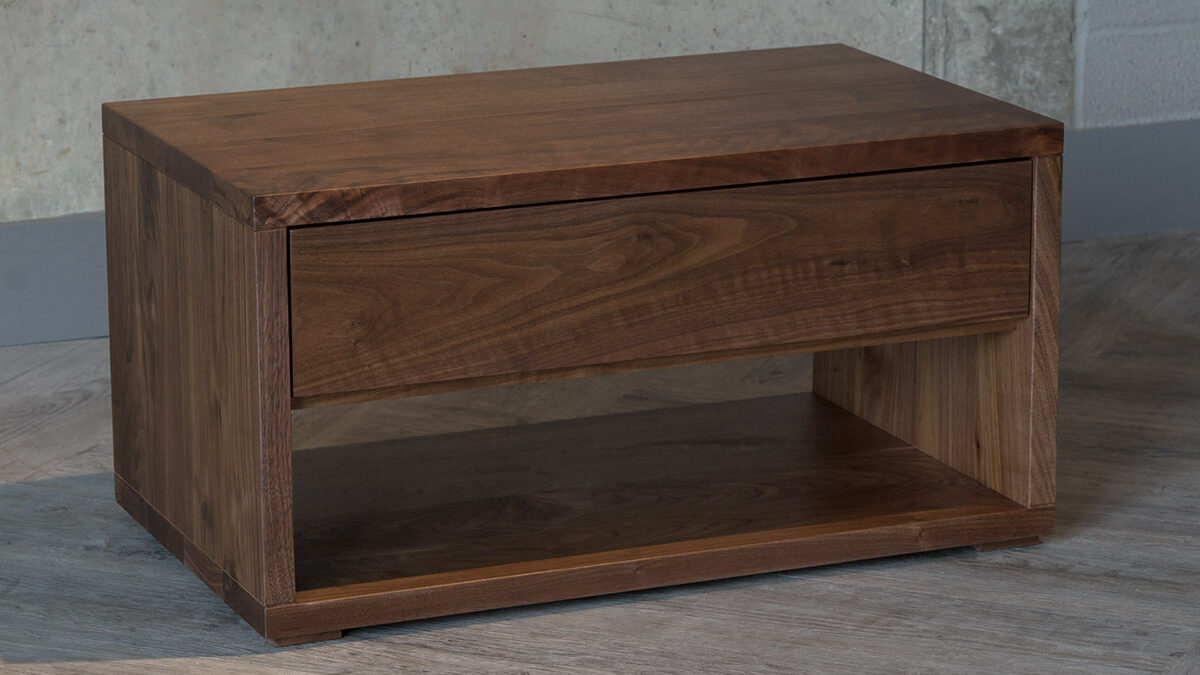 Walnut Cube 1-Drawer Bedside Unit