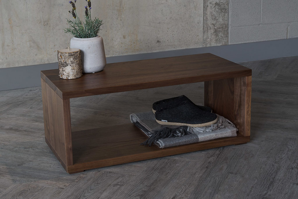 Black Lotus Cube collection Shelf table or bench in walnut