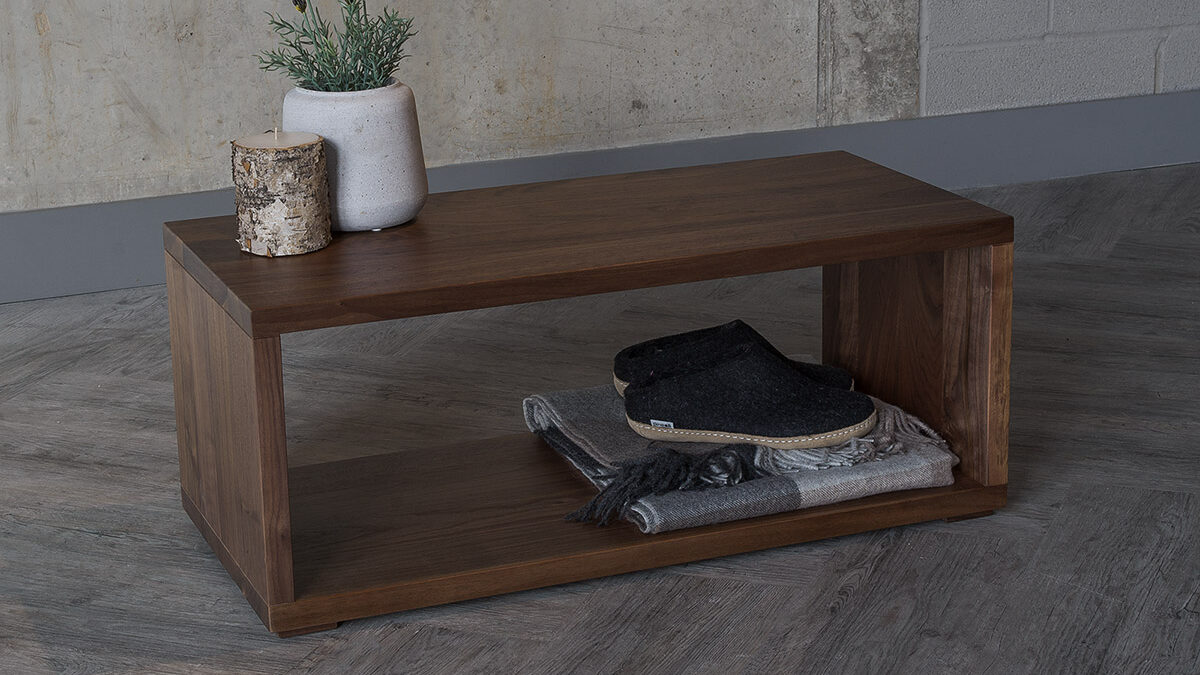 Black Lotus Cube collection Shelf table or bench in walnut