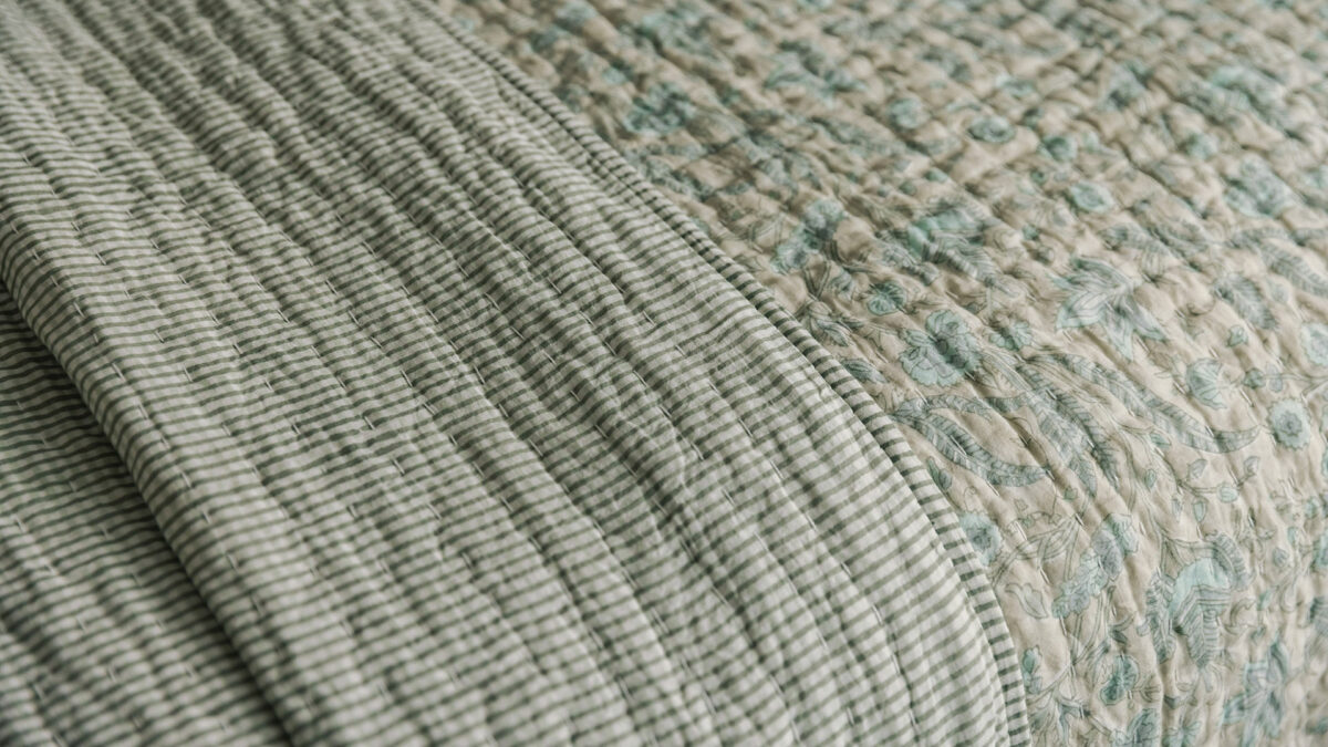 cusk egg block print quilt