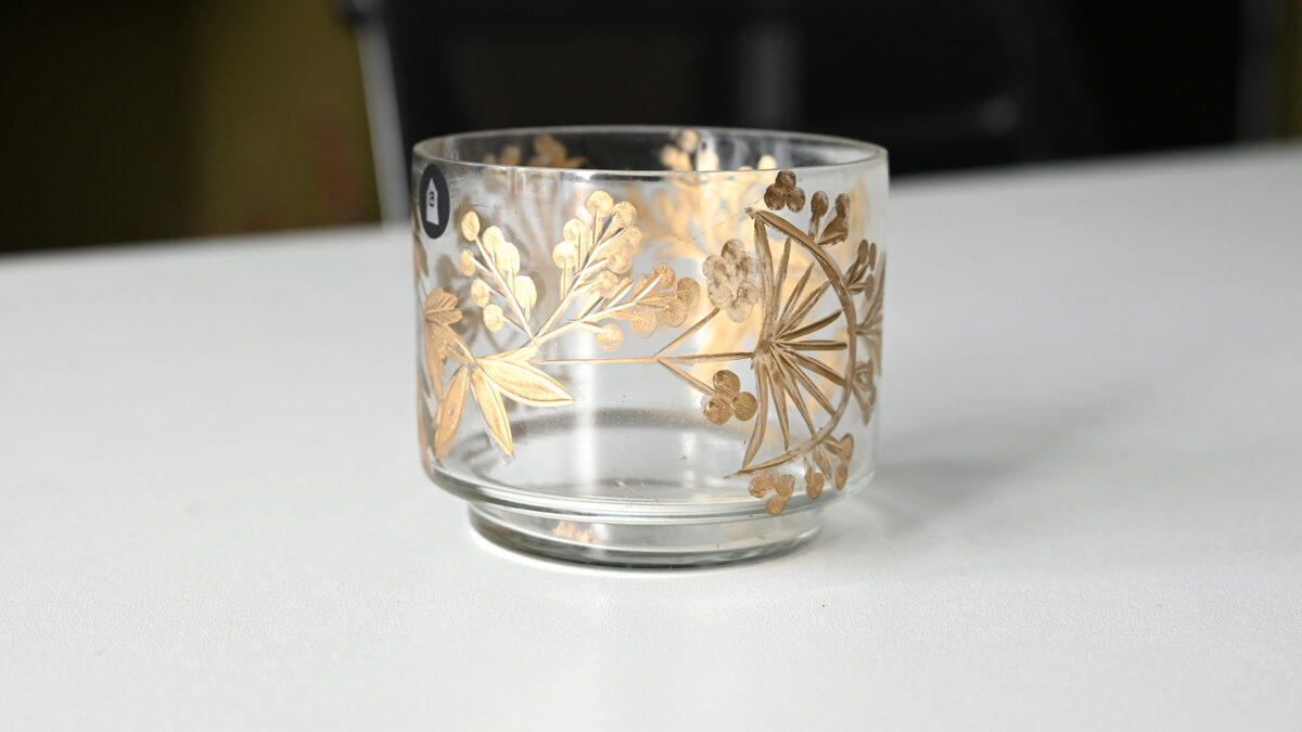 Glass & Gold Floral Candleholder - Image 4