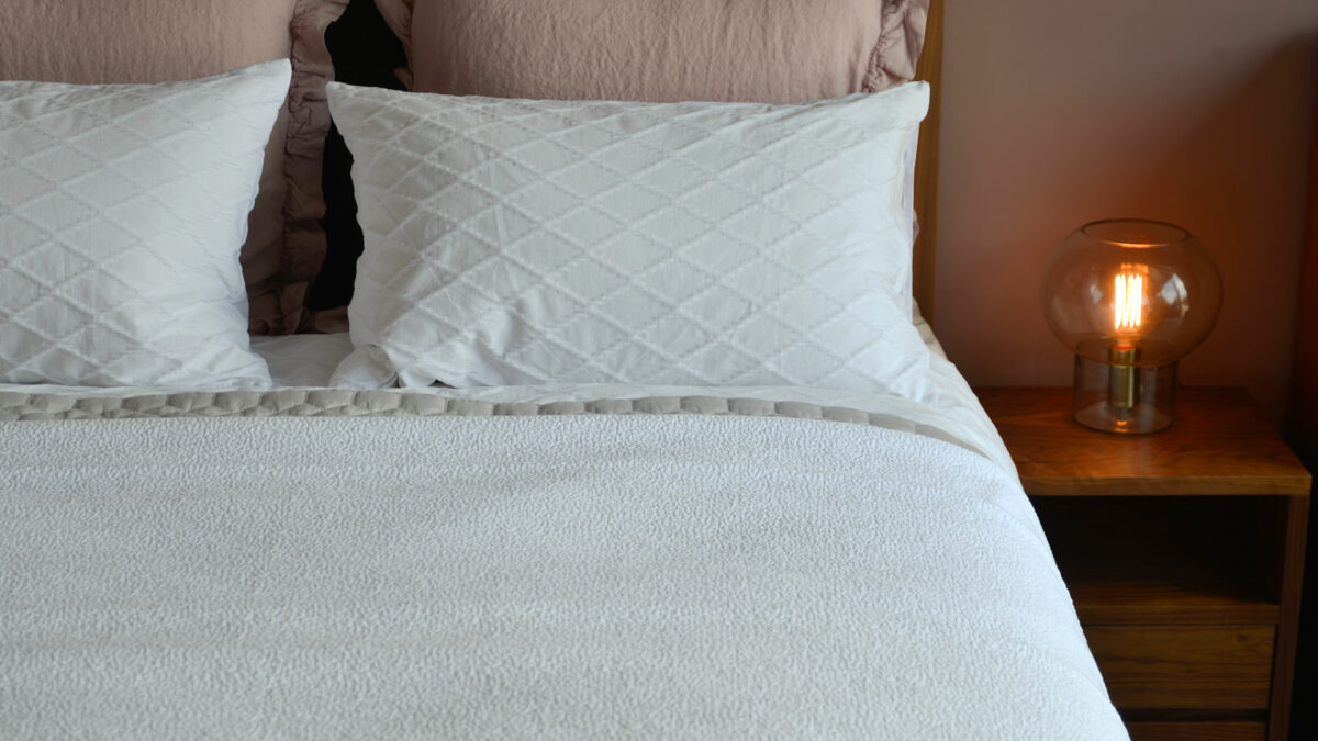 white textured bedspread