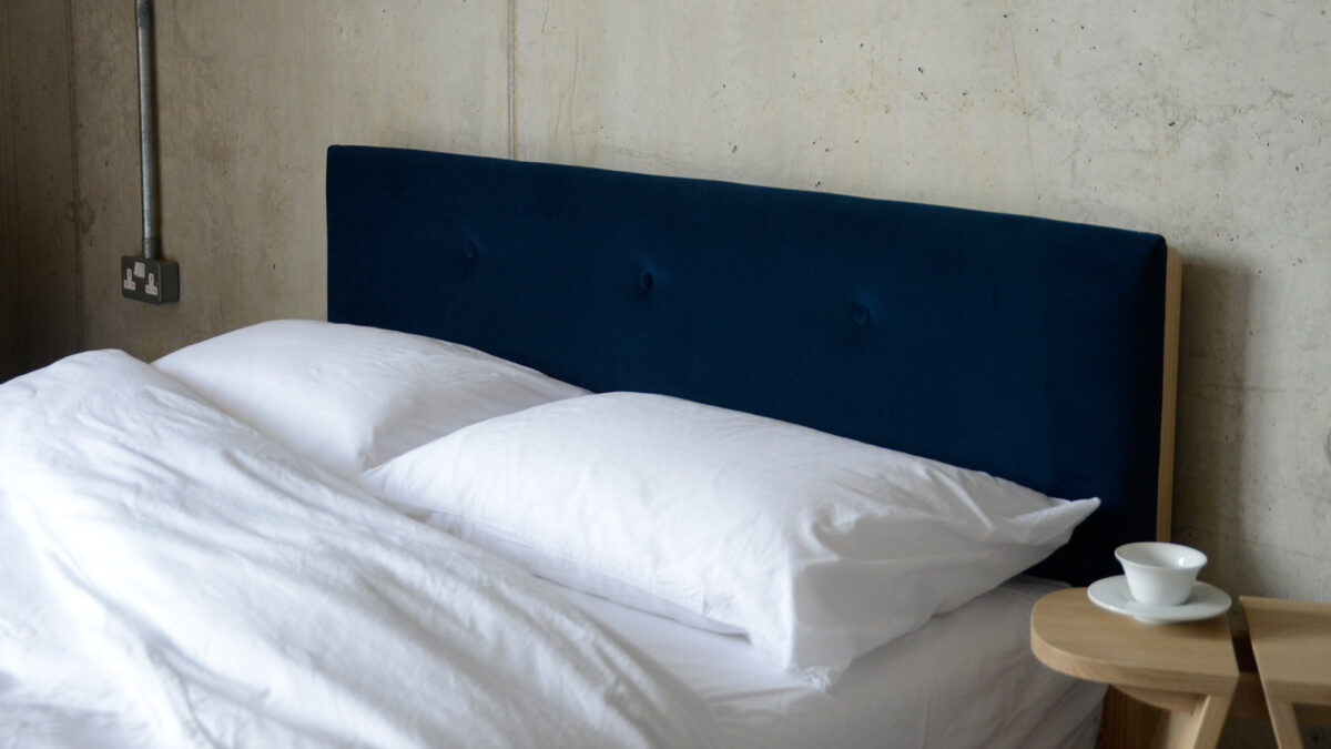 dark blue eco velvet iona headboard