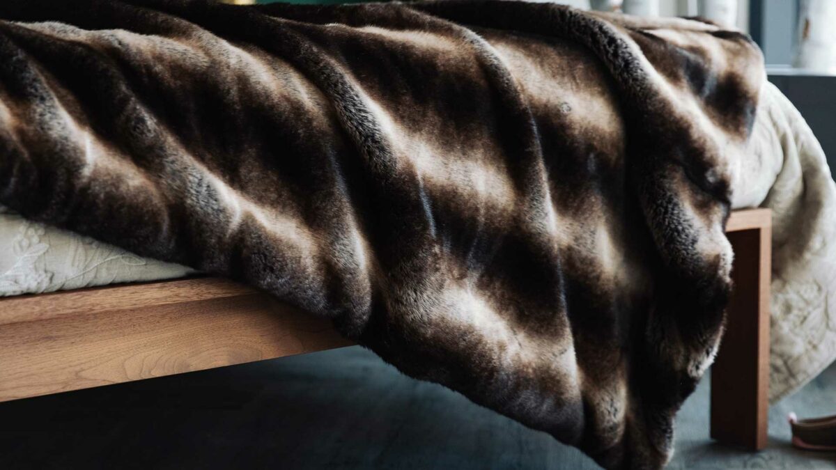 dark brown alaska fox faux fur detail