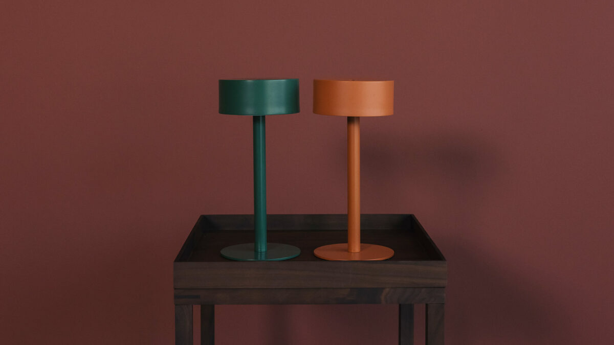 dark green and burnt orange colour bedside lamps