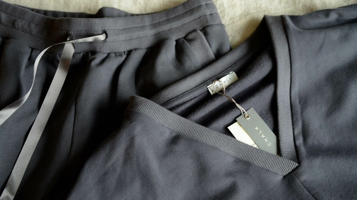 dark grey loose fit loungewear, top and bottoms