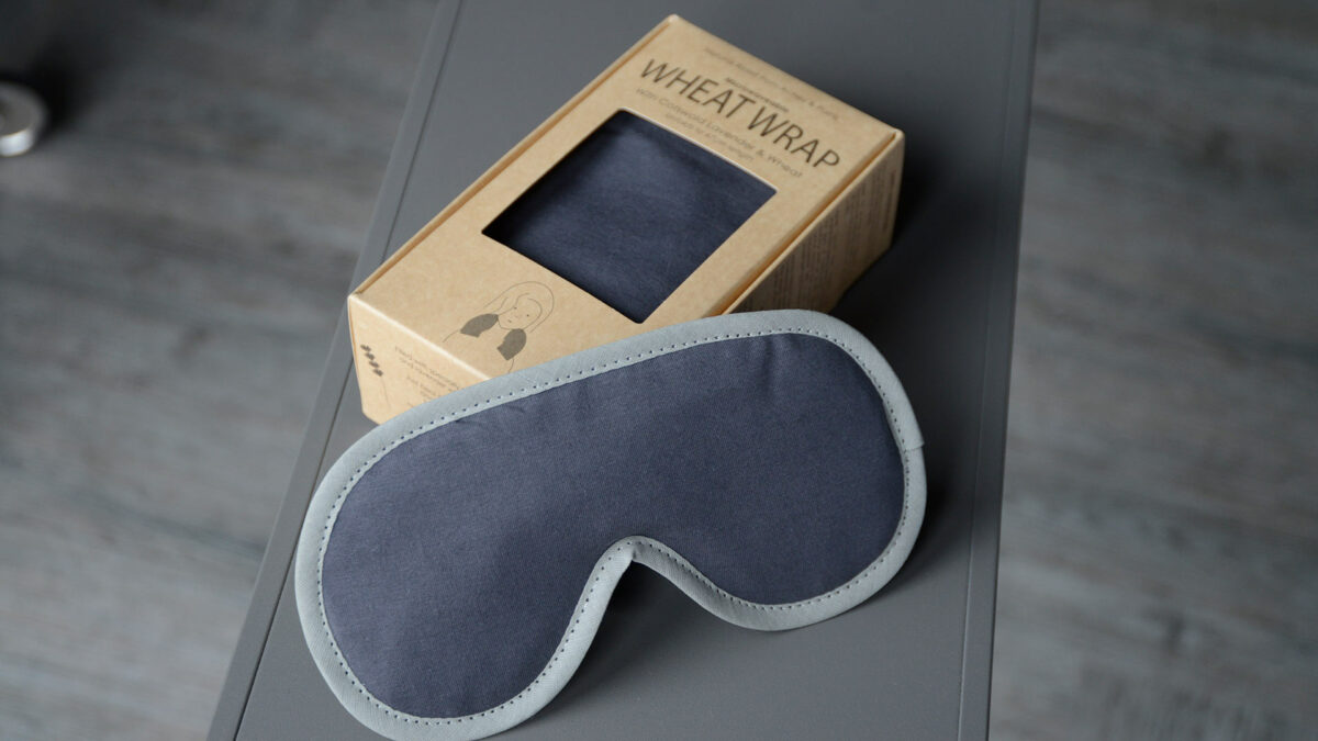 dark grey jersey lavender filled eye mask and neck wrap
