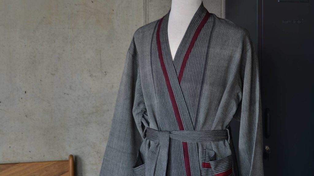 a closer view of the grey soft cotton robe