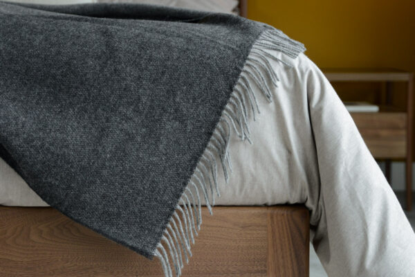 dark grey pure wool throw