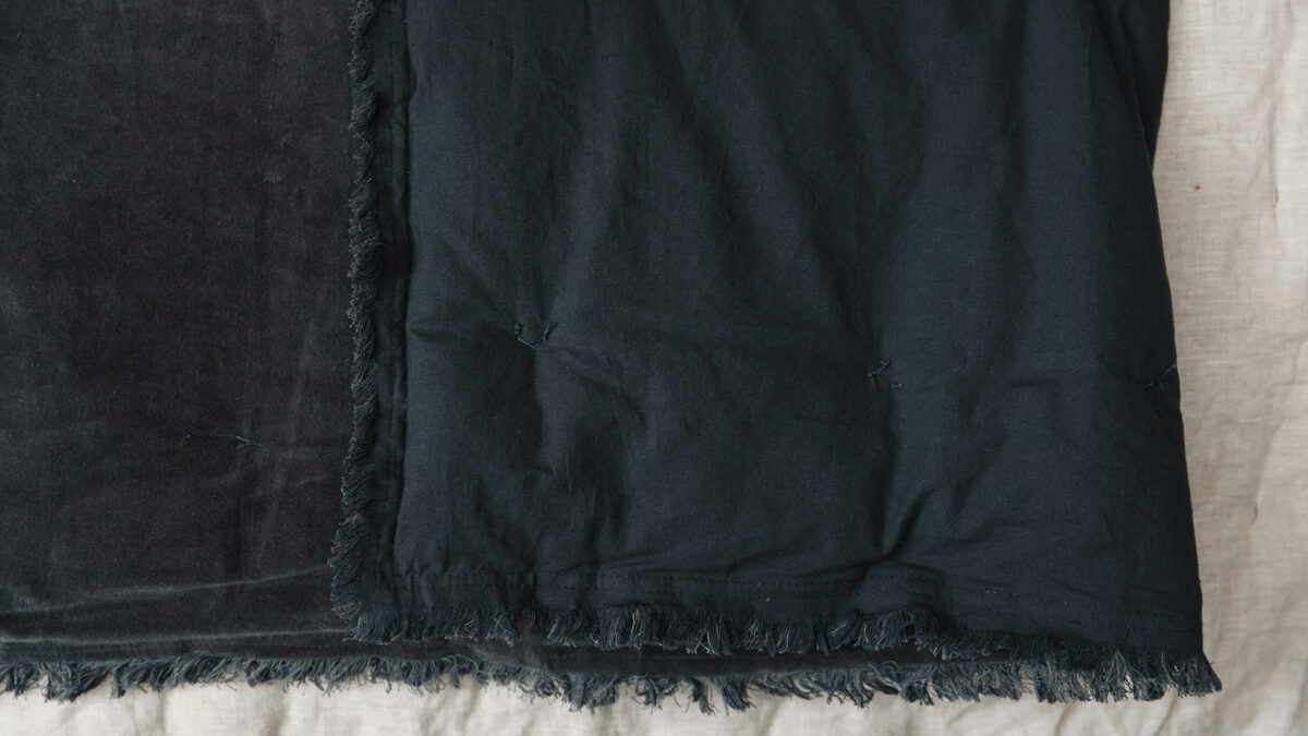 dark grey reversible velvet quilt