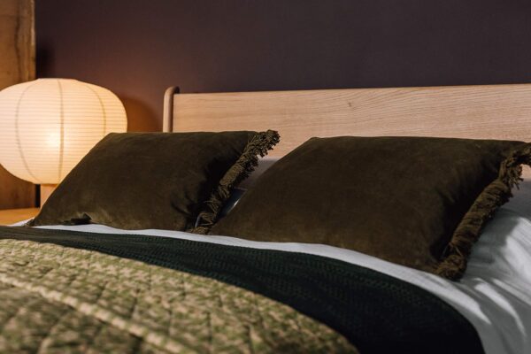 Fringed Cotton Velvet Cushions - Gold or Olive