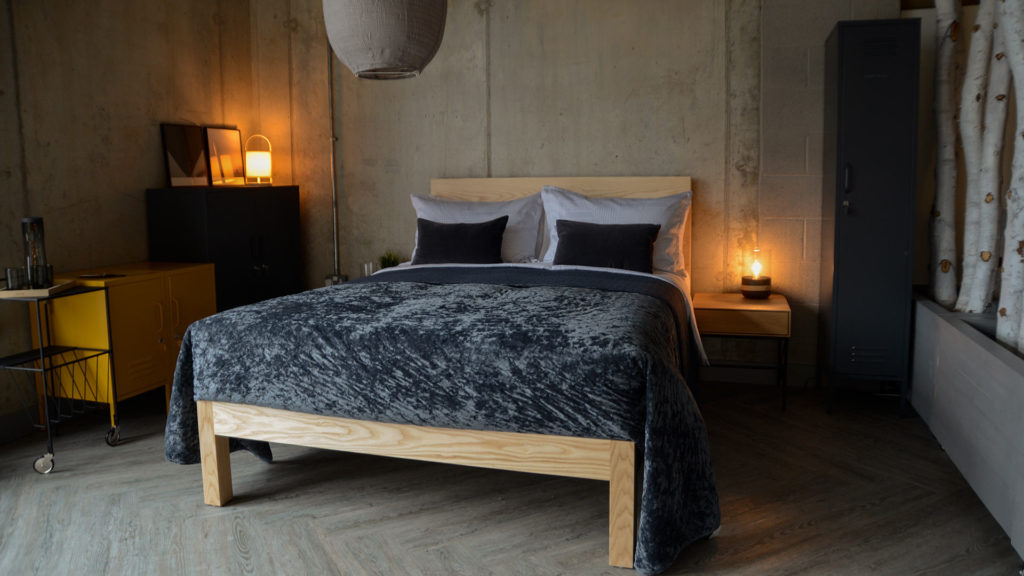 luxury crushed velvet bedspread in slate grey