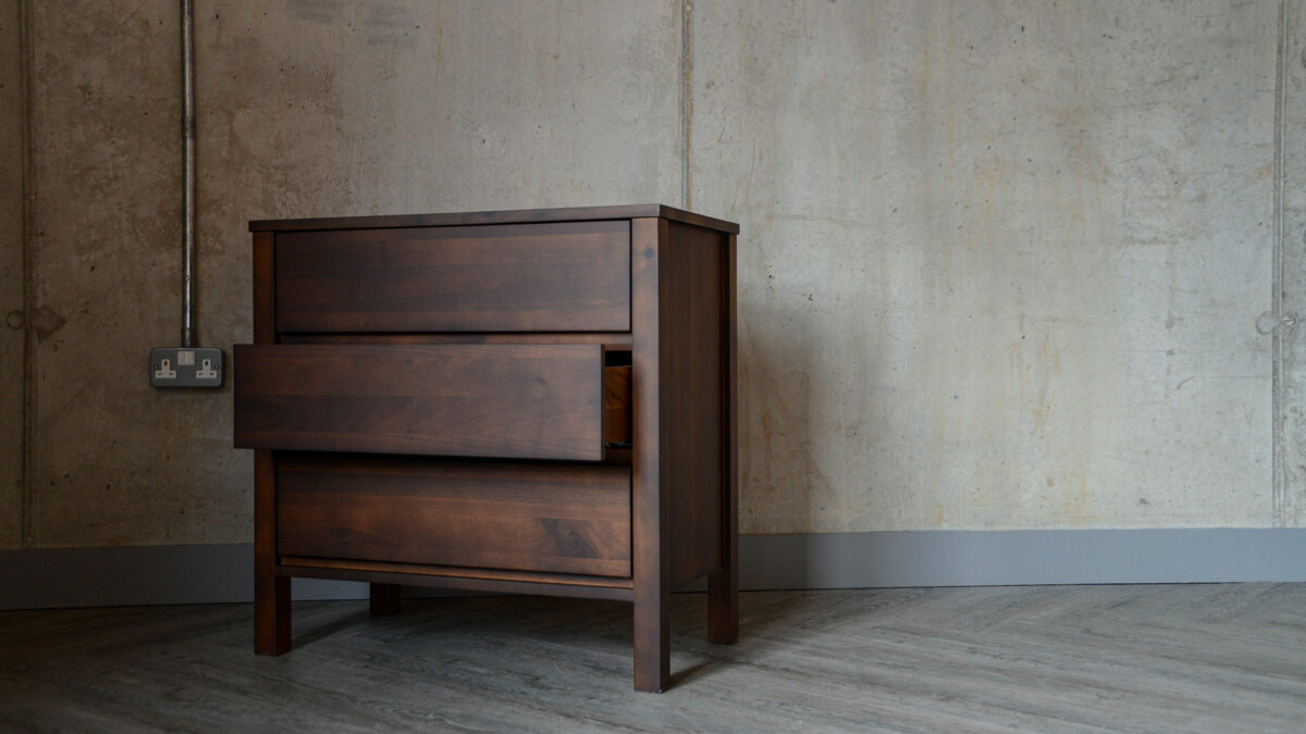 dark smoked walnut 3 drawer chest